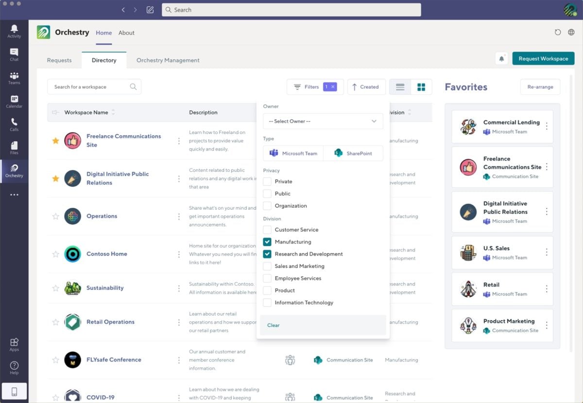 Microsoft Teams Management With Orchestry's Workspace Directory